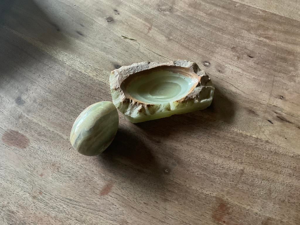Onyx stenen ei plus schaaltje, Huis en Inrichting, Ophalen of Verzenden, Gebruikt