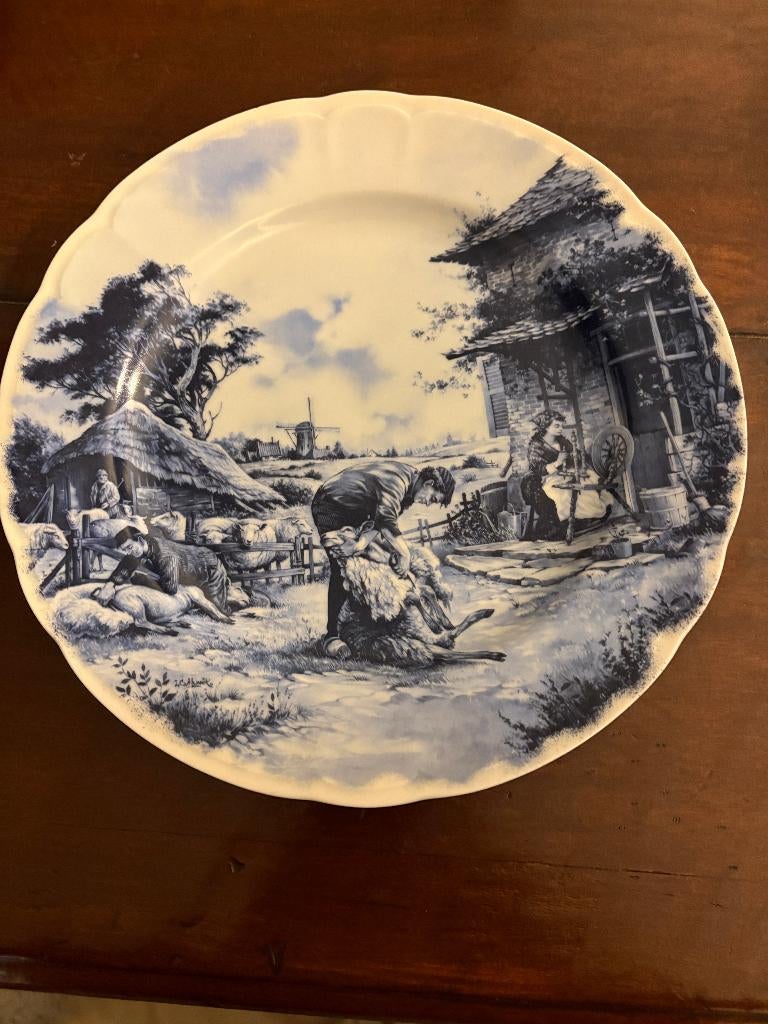 Delftsblauw bord voor aan de muur 24cm, Ophalen of Verzenden, Gebruikt