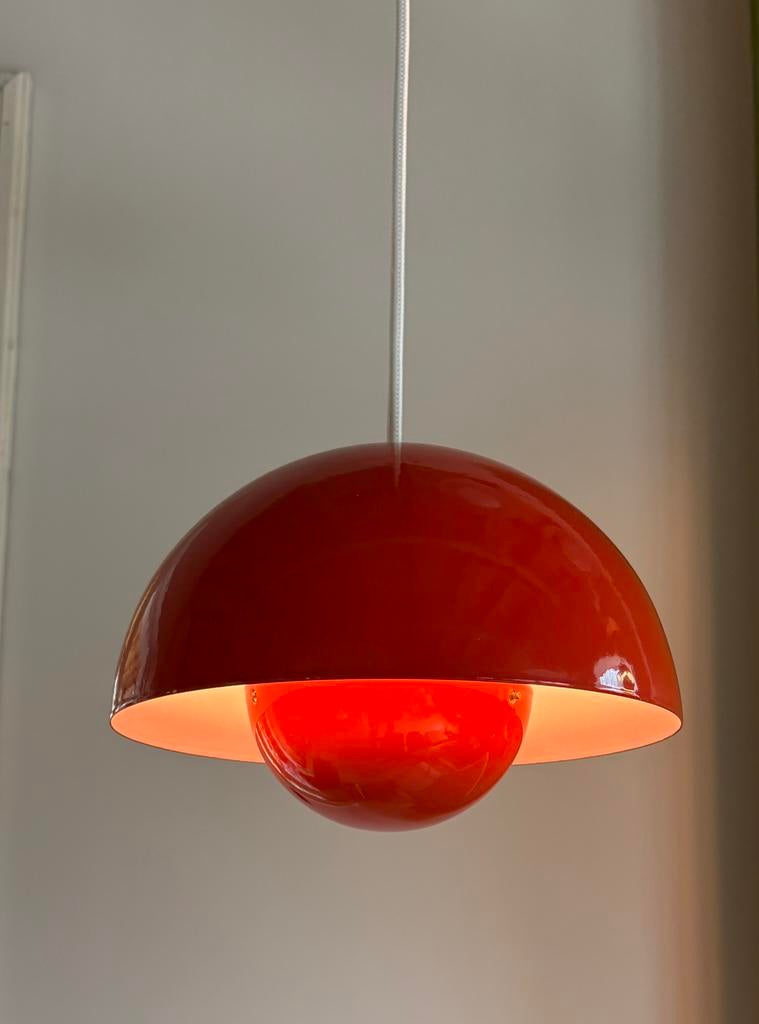 Louis Poulsen emaille Flowerpot Verner Panton, Huis en Inrichting, Lampen | Hanglampen, Zo goed als nieuw, Minder dan 50 cm, Metaal