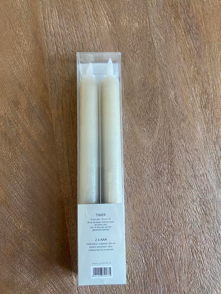 Juno LED dinerkaarsen - Beige - Set van 2, Kunststof, 25 tot 50 cm, Beige, Ophalen of Verzenden