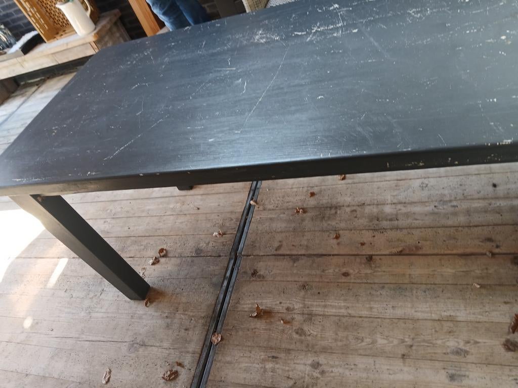 Gratis ophalen,Grijze eiken tafel 190x85 cm, 78 cm hoog, Ophalen, Gebruikt, 200 cm of meer, 50 tot 100 cm