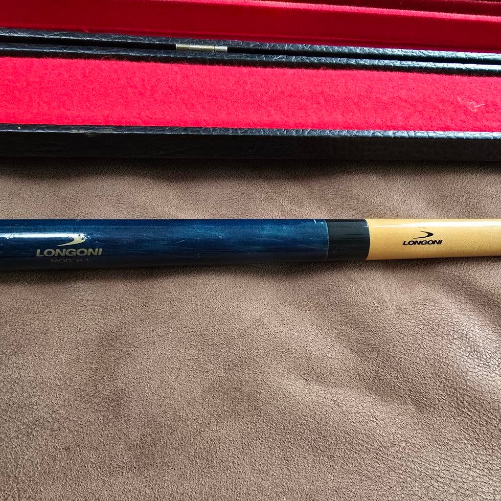 Longoni Mod. R1 Biljartkeu met koffer, Ophalen of Verzenden, Gebruikt, Keu of Ballen