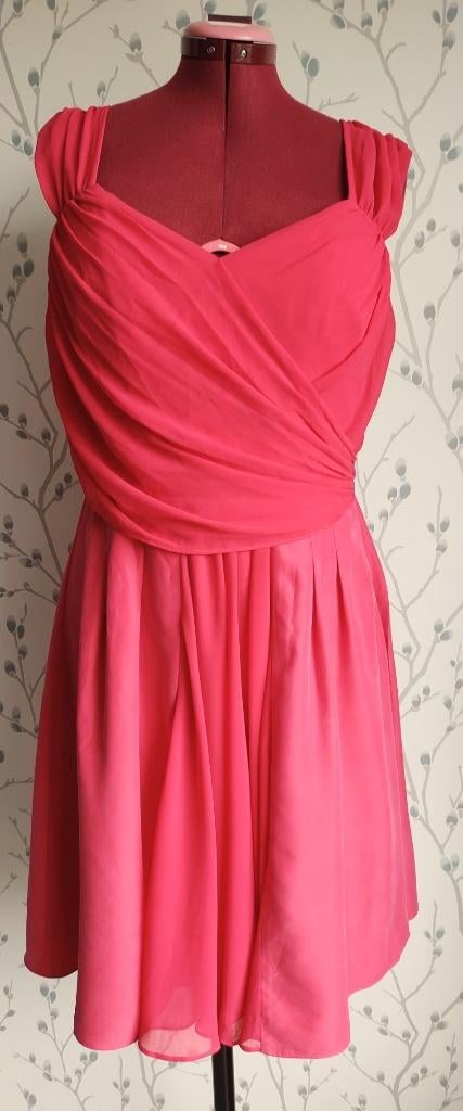 STEPS Roze/Rode Feest-/ ZomerJurk maat 42, Maat 42/44 (L), Ophalen of Verzenden, Zo goed als nieuw, Knielengte