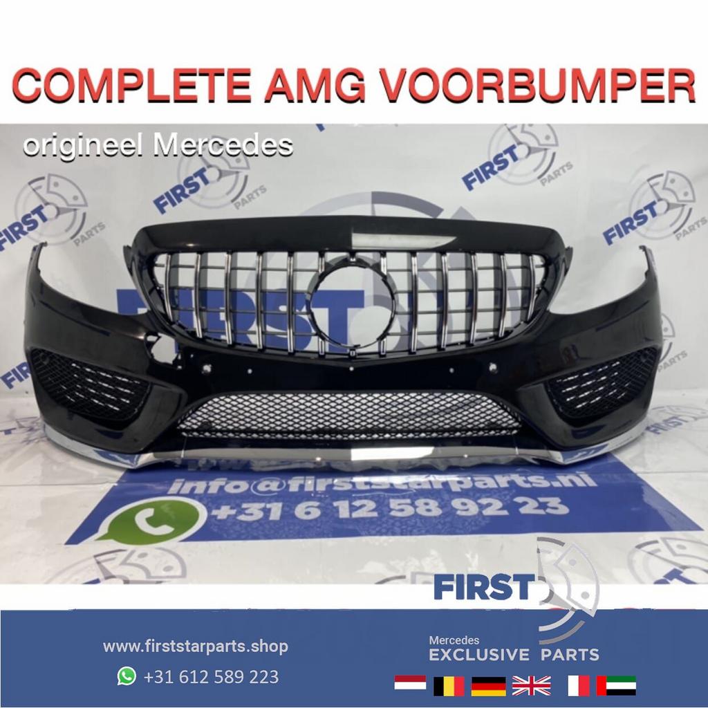 W205 C43 AMG Voorbumper COMPLEET Mercedes C Klasse 43 bumper, Gebruikt, -, Voor, Ophalen of Verzenden