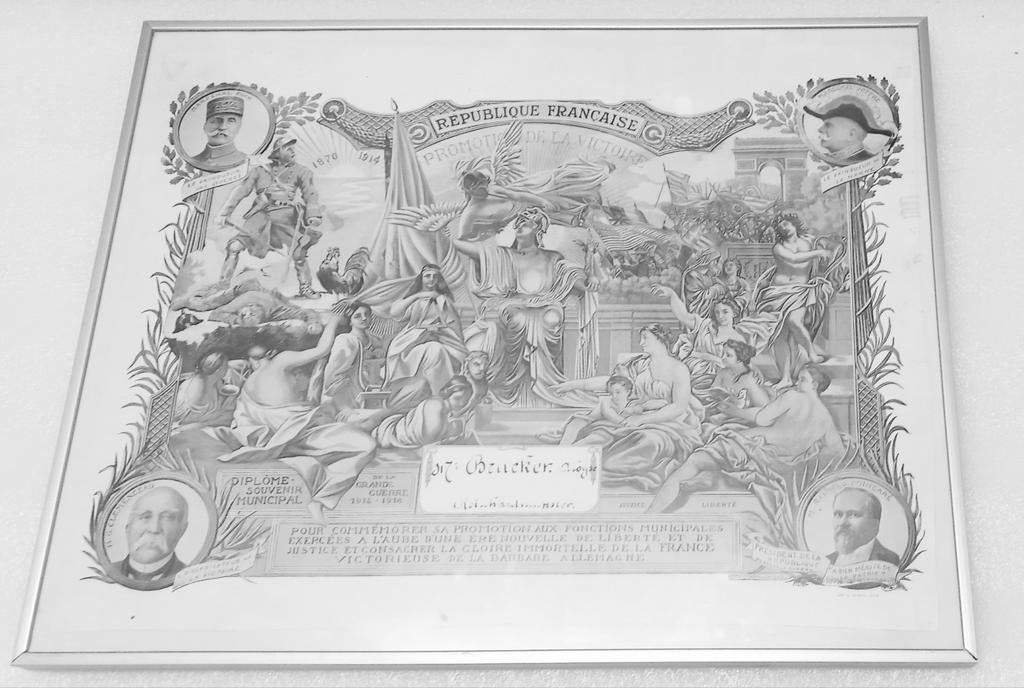 Origineel Frans WOI diploma ingelijst in aluminium, Verzamelen, Ophalen of Verzenden, Landmacht, Nederland