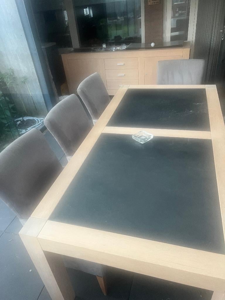Tafel whitewash met leisteen, Ophalen, Gebruikt, 200 cm of meer, 50 tot 100 cm
