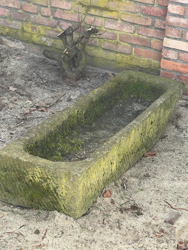 Antieke stenen bloembak / trog, Tuin en Terras, Bloembakken en Plantenbakken, Ophalen, Gebruikt, 100 cm of meer, Beton