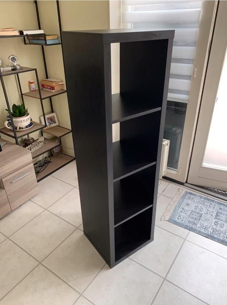 2x Kallax 4 vaks open kast vakkenkast 4x1 zwart Ikea, Ophalen, Gebruikt, 5 laden of meer, 100 tot 150 cm