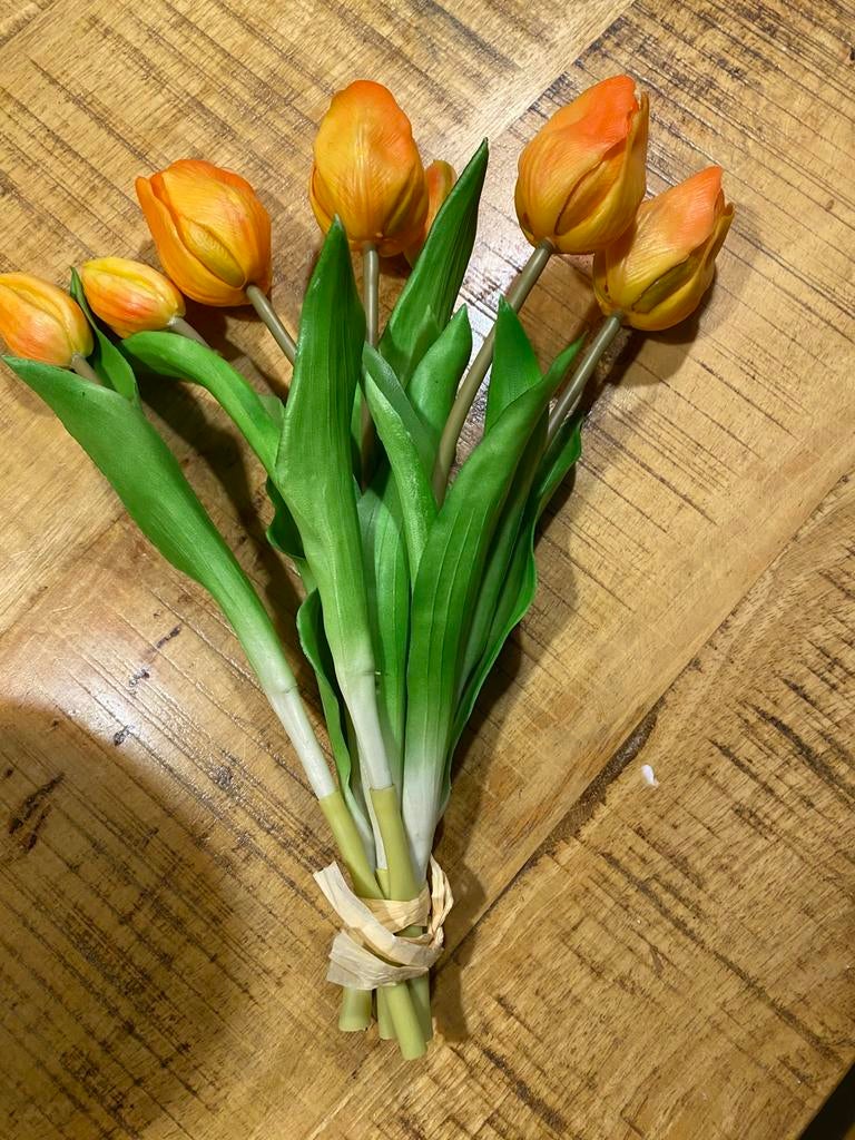 Real touche oranje tulpen bos, Ophalen of Verzenden, Nieuw, Binnen
