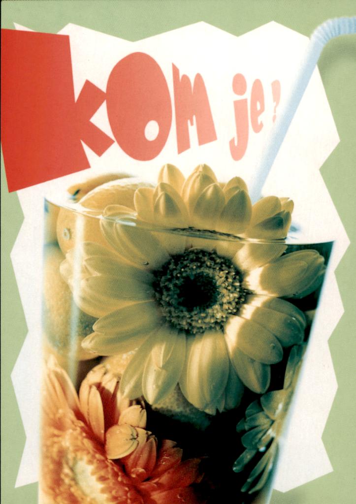 glas met bloemen, Kom je? 25 jaar kom in de kas, Verzenden, 1980 tot heden, Ongelopen, Overige thema's