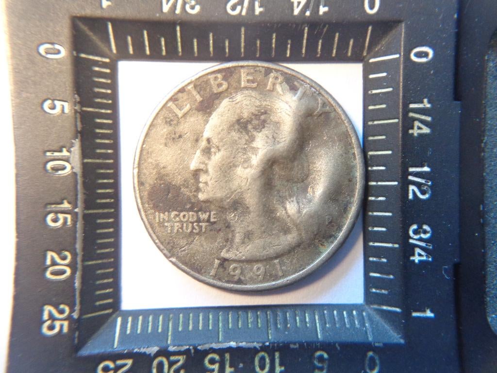 UNIEKE misslag QUATER dollar 1991 Liberty, Verzenden, Noord-Amerika, Zilver