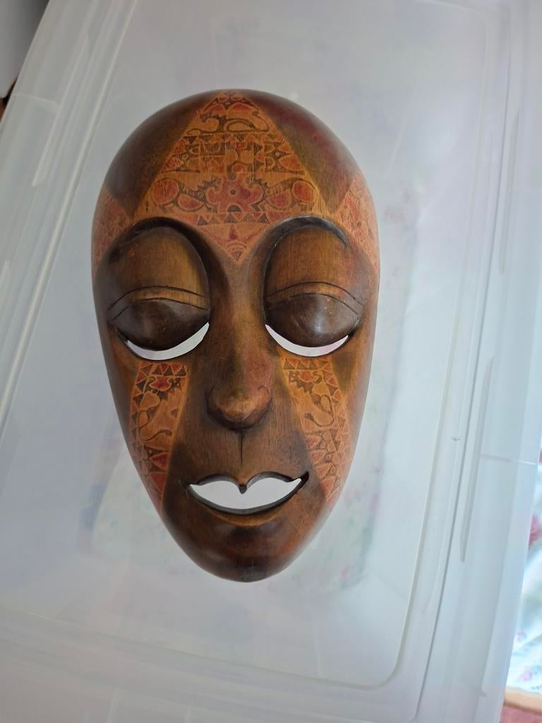 Houten masker met patronen, Ophalen of Verzenden