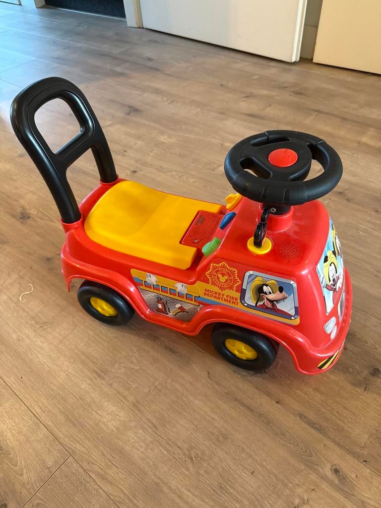 Mickey Mouse Brandweer Loopauto, Kinderen en Baby's, Speelgoed | Buiten | Voertuigen en Loopfietsen, Ophalen, Gebruikt, Loopvoertuig