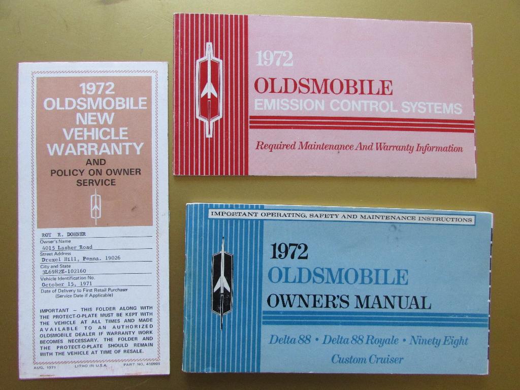 1972 Oldsmobile full-size modellen owner's manual, Engels, Auto diversen, Handleidingen en Instructieboekjes, Ophalen of Verzenden