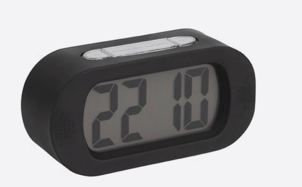 Digitale wekker karlson zwart rubber grote cijfers, Ophalen of Verzenden, Zo goed als nieuw, Digitaal, Wekker of Tafelklok