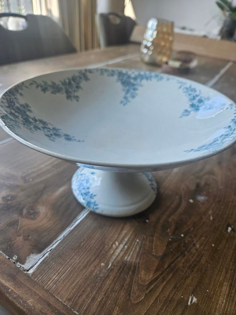 Vintage aardewerken schaal Bonn Sylva blauw bloemmotief, Ophalen of Verzenden