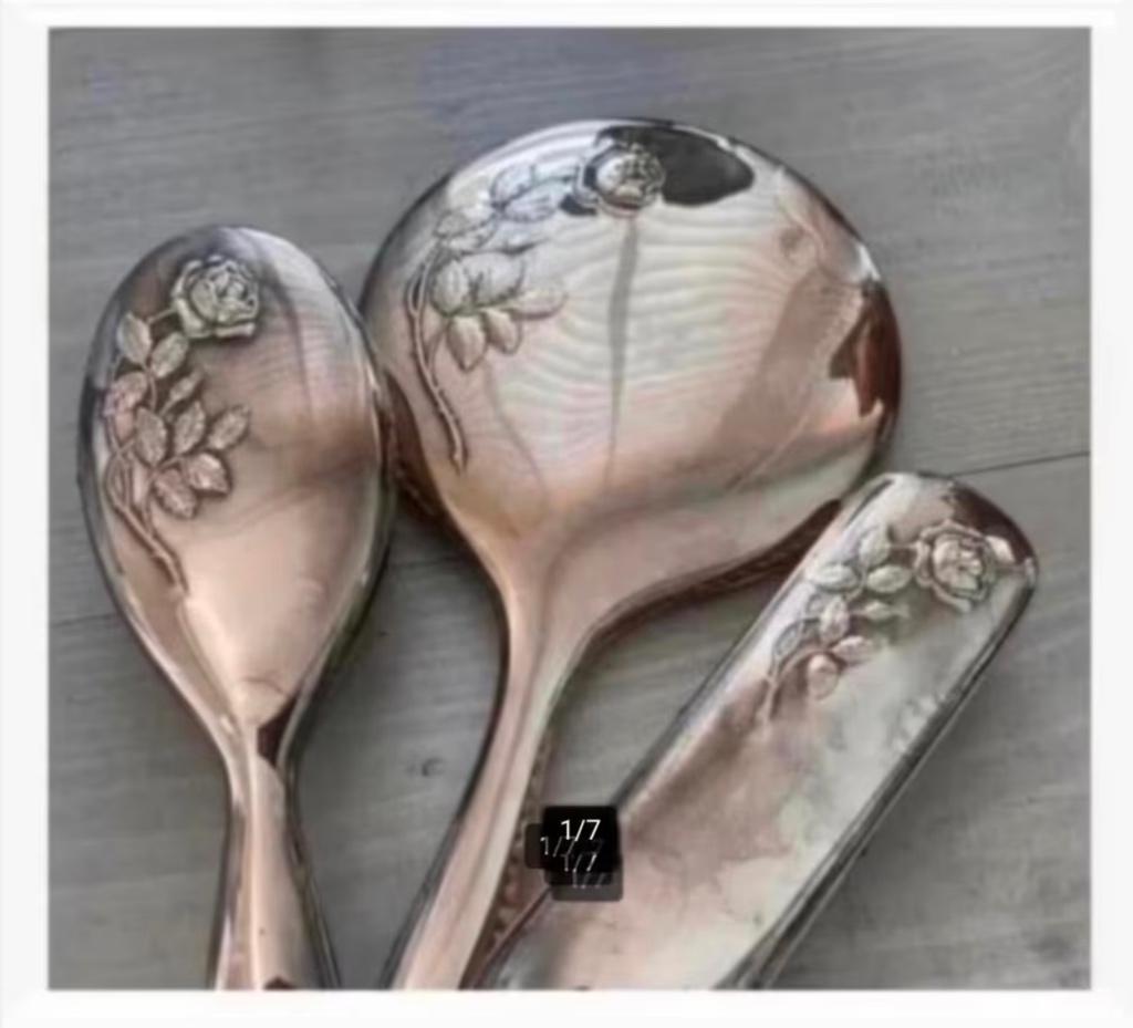 Verzilverde antieke set Gero Spiegel Haar en Borstel, Antiek en Kunst, Ophalen of Verzenden