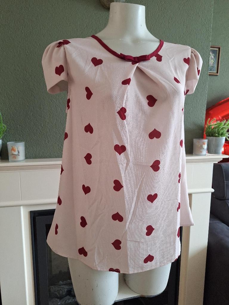 Rinascimento oud roze rode hartjes top shirt L, Verzenden, Zo goed als nieuw, Roze, Zonder mouw
