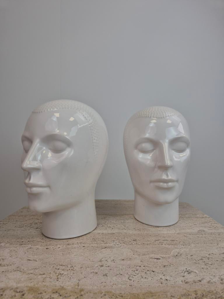 2 vintage keramieken hoofden, Antiek en Kunst, Antiek | Keramiek en Aardewerk, Ophalen of Verzenden