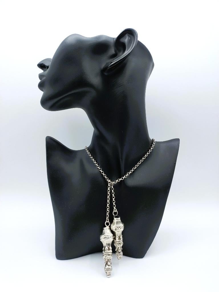 Zilveren jasseronketting met breipendoppen, H. Looren, Info@zilverwebsite.nl, Verzenden, Zo goed als nieuw, Zilverwebsite.nl