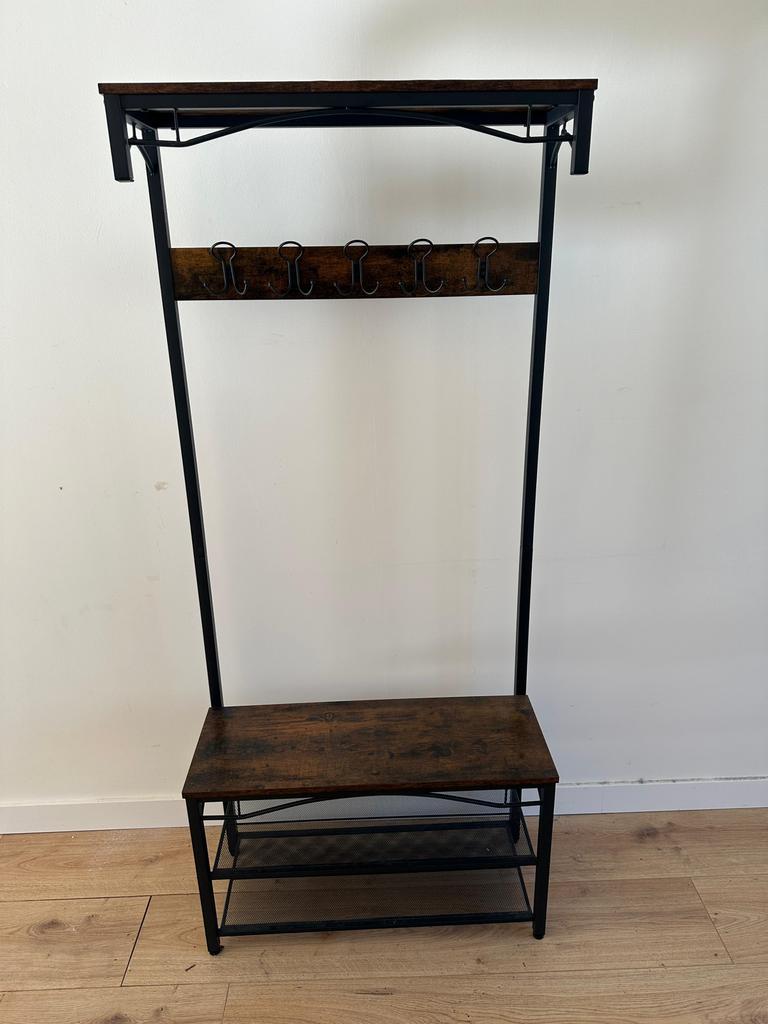Garderoberek kapstok met schoenenrek, Huis en Inrichting, Woonaccessoires | Kapstokken, Ophalen, Metaal, Wandkapstok, 150 tot 200 cm