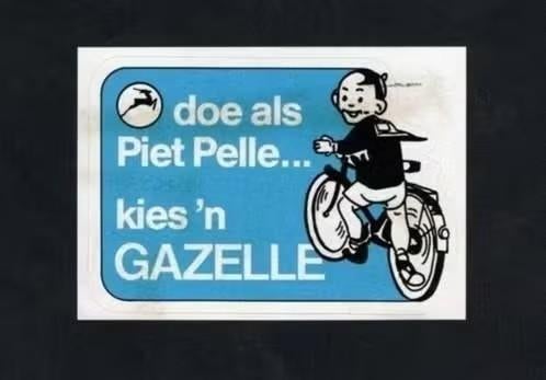 Sticker Gazelle Fiets Piet Pelle kies een Gazelle., Ophalen of Verzenden, Zo goed als nieuw