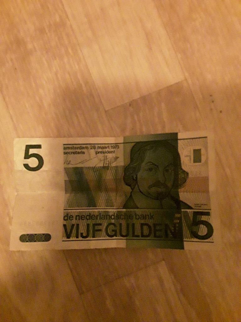 Oude briefje van 5 gulden briefje mooi interessen bellen aub, Ophalen of Verzenden, 5 gulden, Los biljet
