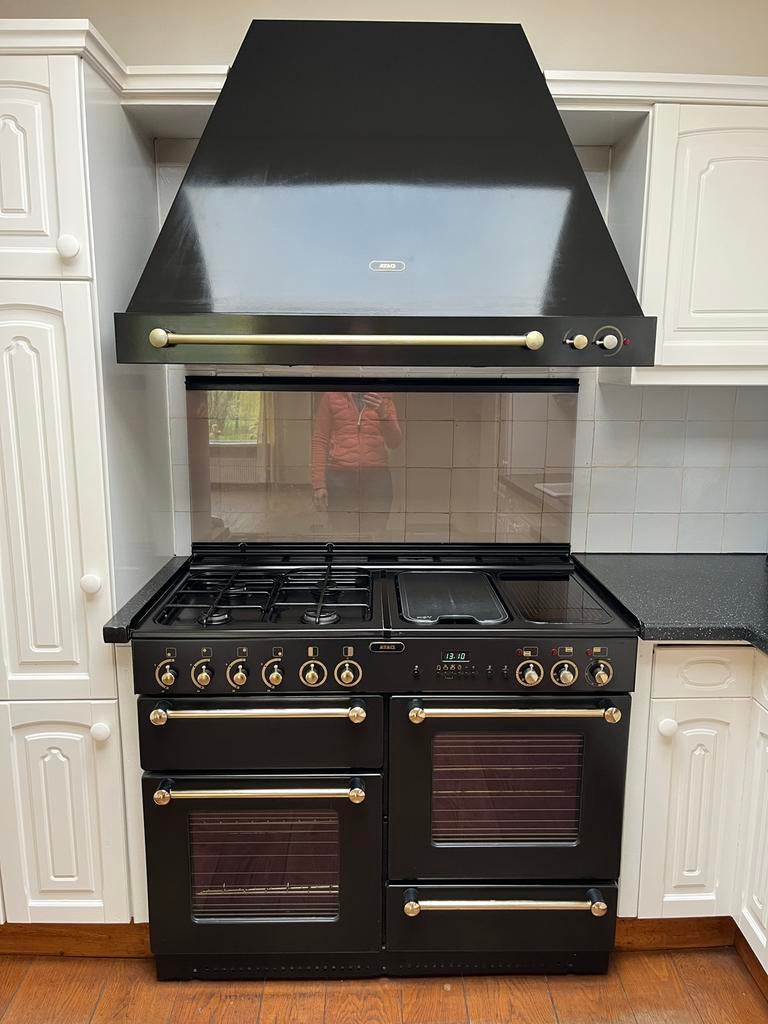 ATAG Fornuis met Oven en Afzuigkap - Zwart/Goud, Witgoed en Apparatuur, Fornuizen, Ophalen, Gebruikt, 60 cm of meer, Grill