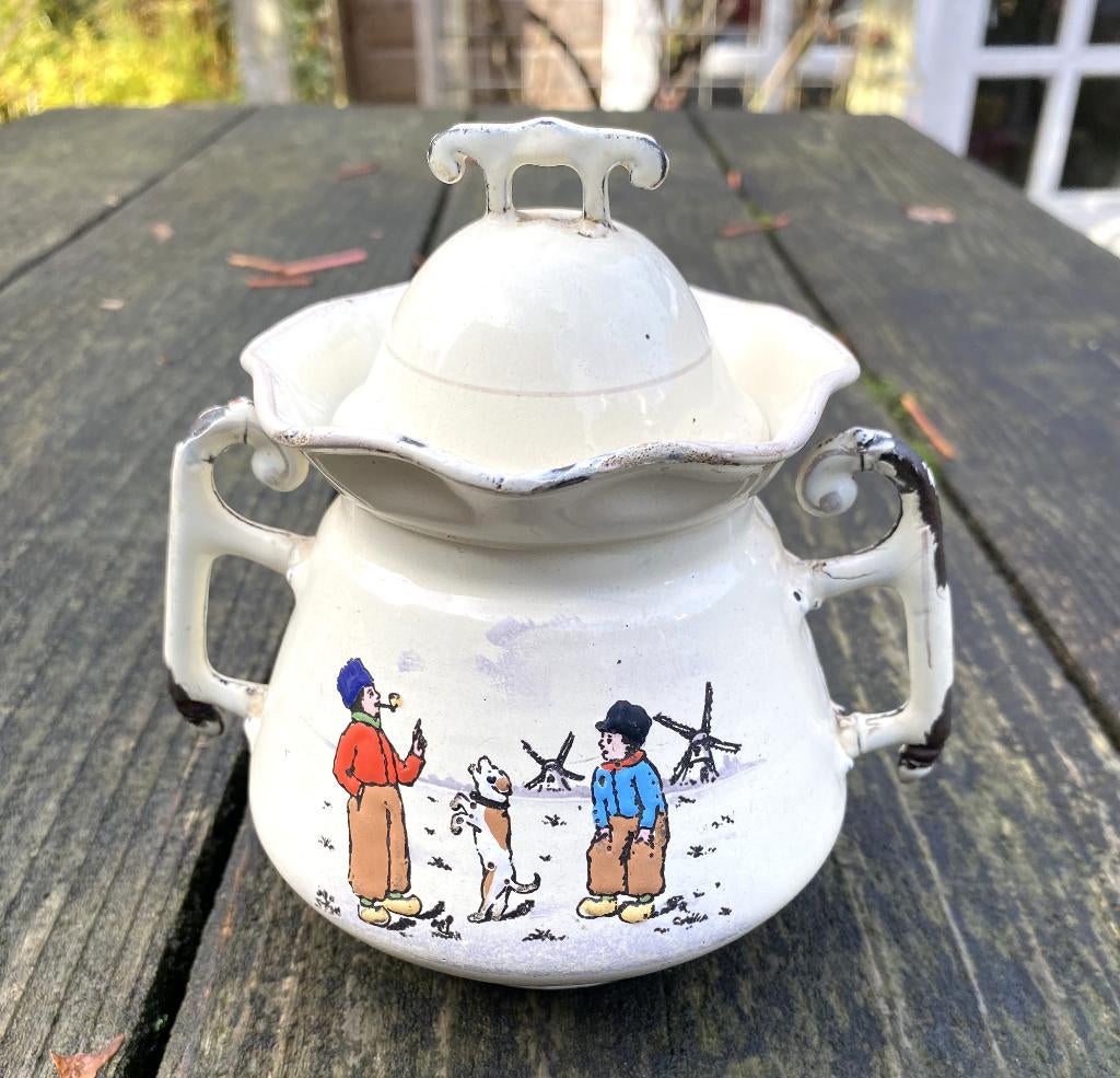 Leuk Emaille Potje - antiek brocante landelijk vintage, Ophalen of Verzenden