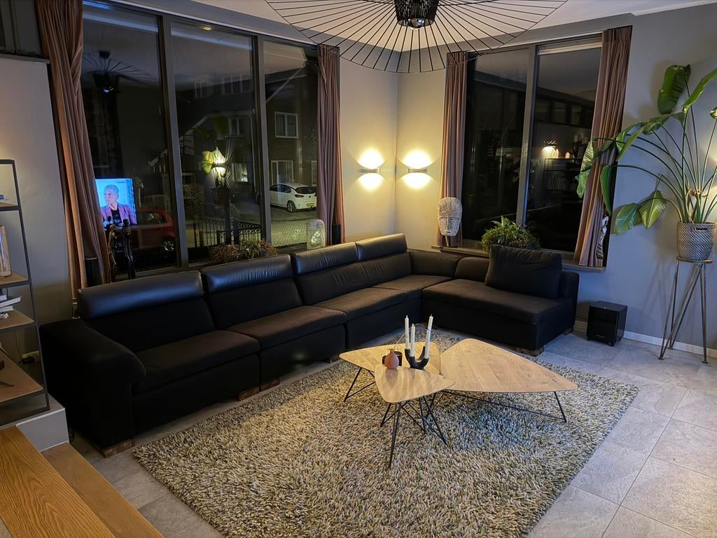 Zwarte bank Leolux, Gebruikt, Overige maten, Hoekbank, 300 cm of meer