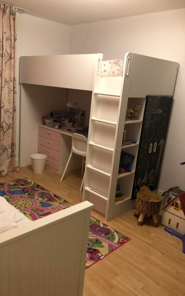 IKEA SMÅSTAD / Stuva Hoogslaper wit met bureau en kast, Ophalen of Verzenden, Zo goed als nieuw, Hoogslaper