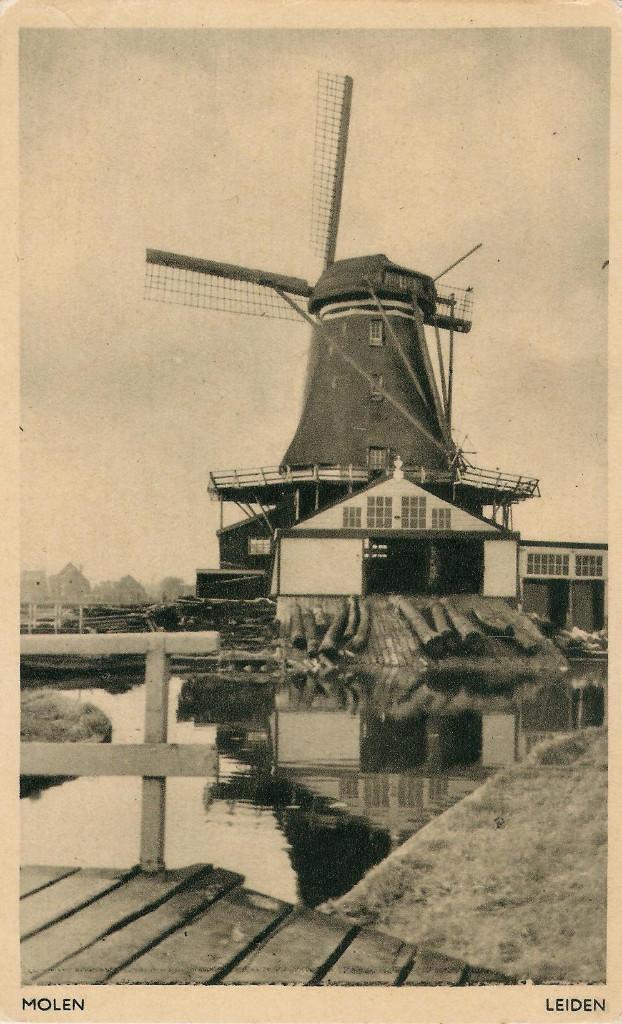 Molen Leiden ca. 1960 houtzaagmolen De Herder, Ophalen of Verzenden, 1960 tot 1980, Ongelopen, Zuid-Holland