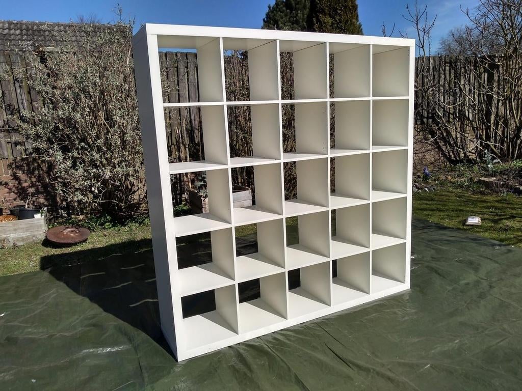 25vaks Expedit Kallax vakkenkast roomdivider ikea wit, Ophalen, Gebruikt, Kunststof, Overige typen