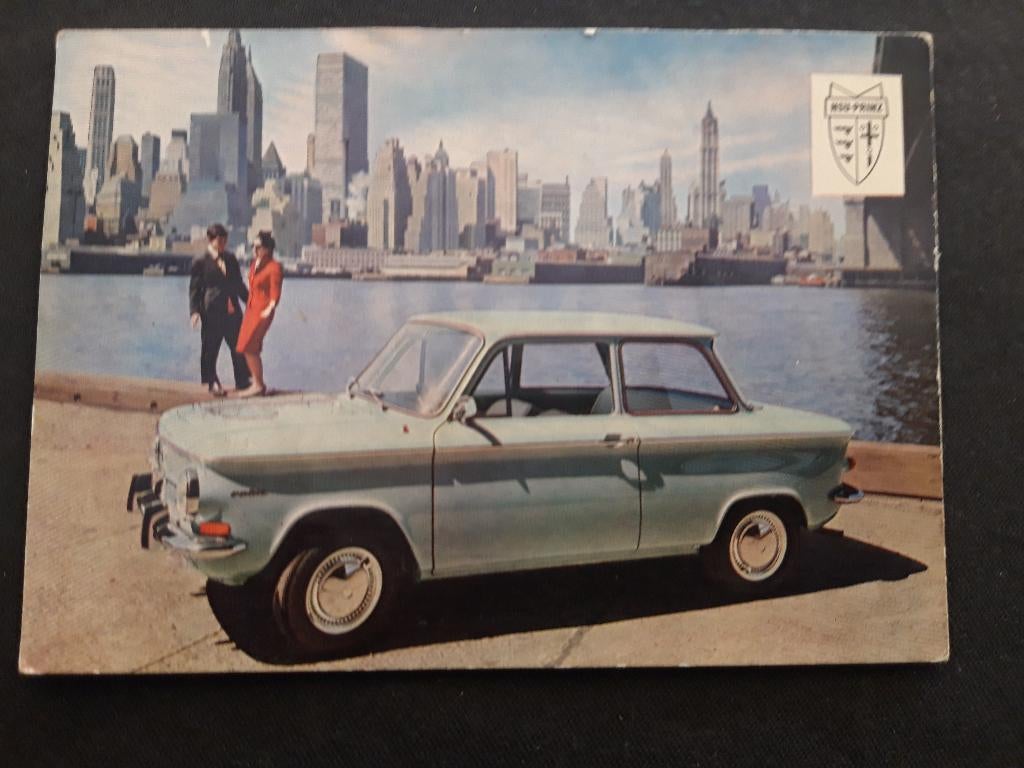 NSU Prinz 4 - promotie postcard, Ophalen of Verzenden, 1960 tot 1980, Ongelopen, Sterren en Beroemdheden