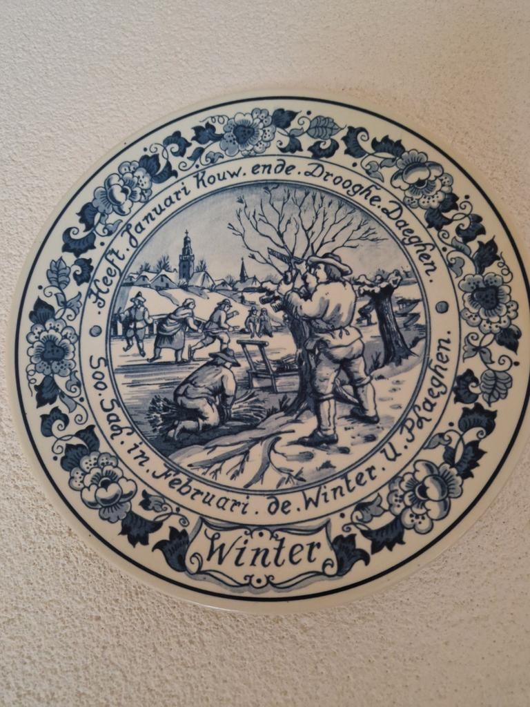 Delfts Blauw Wandborden 'De Vier Jaargetijden', Ophalen of Verzenden