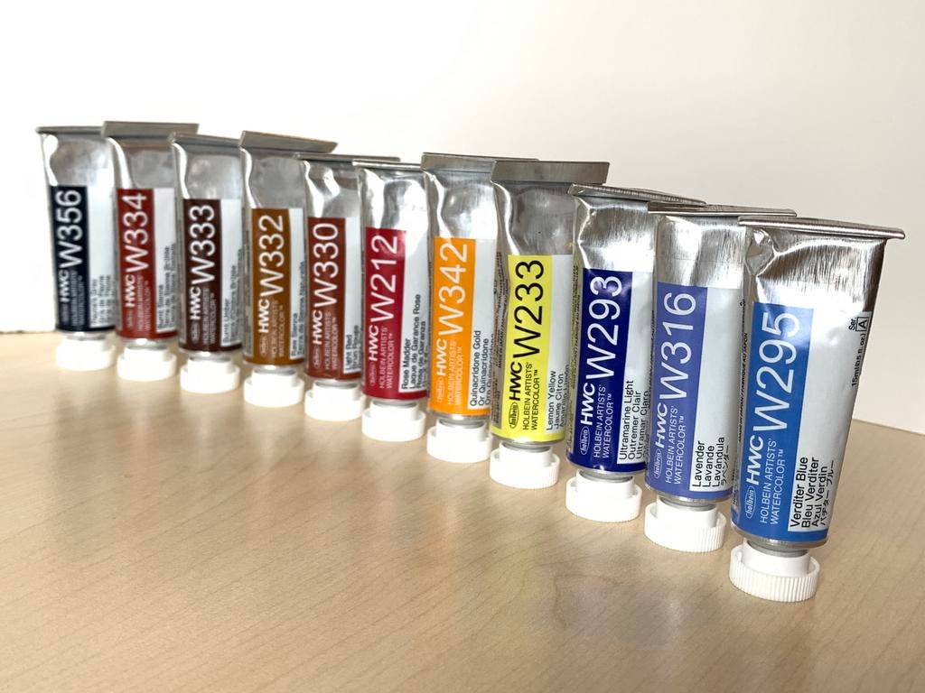 Holbein aquarelverf - 11 tubes van 15 ml !, Ophalen of Verzenden, Zo goed als nieuw