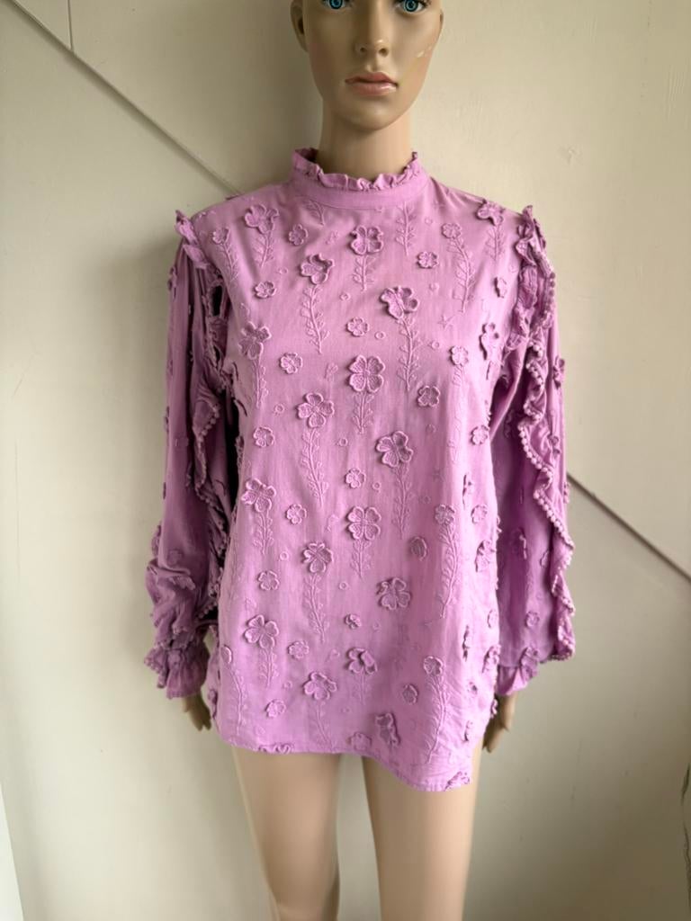 Fabienne Chapot Josefine top blouse maat S roze borduursels, Ophalen of Verzenden, Zo goed als nieuw, Maat 38/40 (M), Roze