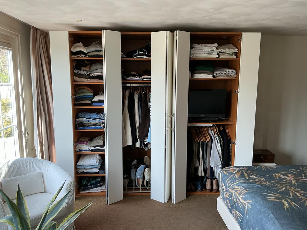 Witte hang-legkast met schoenenrek, Gebruikt, 200 cm of meer, Ophalen of Verzenden, 200 cm of meer