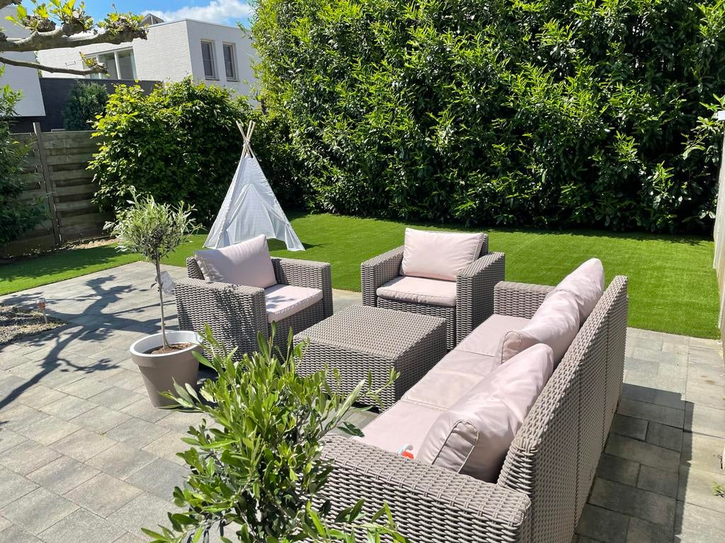 Loungeset Allibert California kleur cappuccino, Ophalen, 5 zitplaatsen, Kunststof, Gebruikt