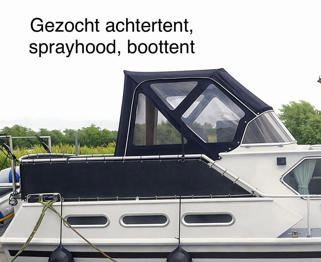 Gezocht:Kuiptent /Achtertent /Boottent motorkruiser RVSframe, Ophalen of Verzenden, Zo goed als nieuw