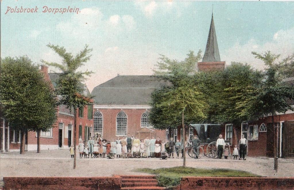 Polsbroek, Dorpsplein met veel mensen. 5184, Verzenden, Voor 1920, Ongelopen, Utrecht