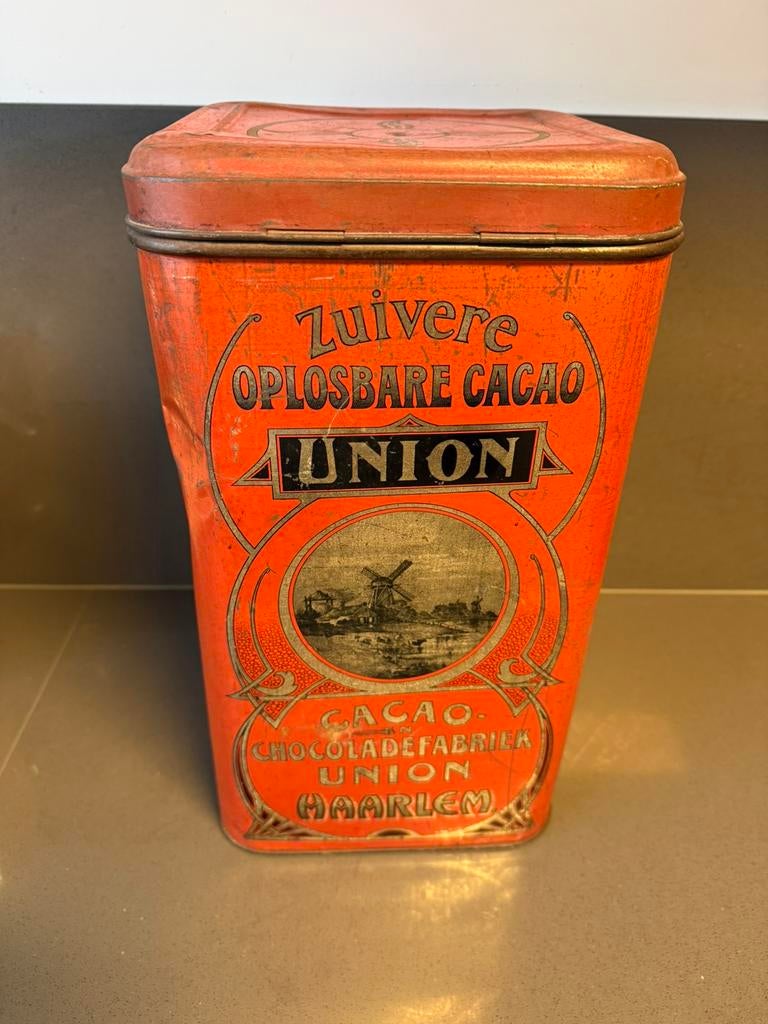 UNION cacao blik Haarlem zeer zeldzaam., Ophalen of Verzenden, Gebruikt, Overige