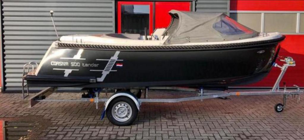 Corsiva 500 tender sloep met 20 pk Suzuki 4 takt met trailer, Watersport en Boten, Ophalen, 10 tot 30 pk, Zo goed als nieuw, Tot 6 meter