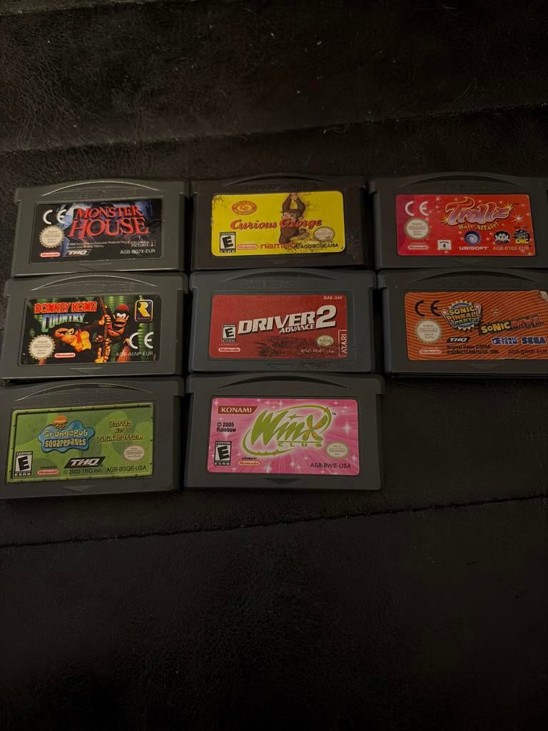 8x gameboy advance games - Donkey Kong/Sonic/Spongebob, Spelcomputers en Games, Games | Nintendo Game Boy, Gebruikt, Overige genres