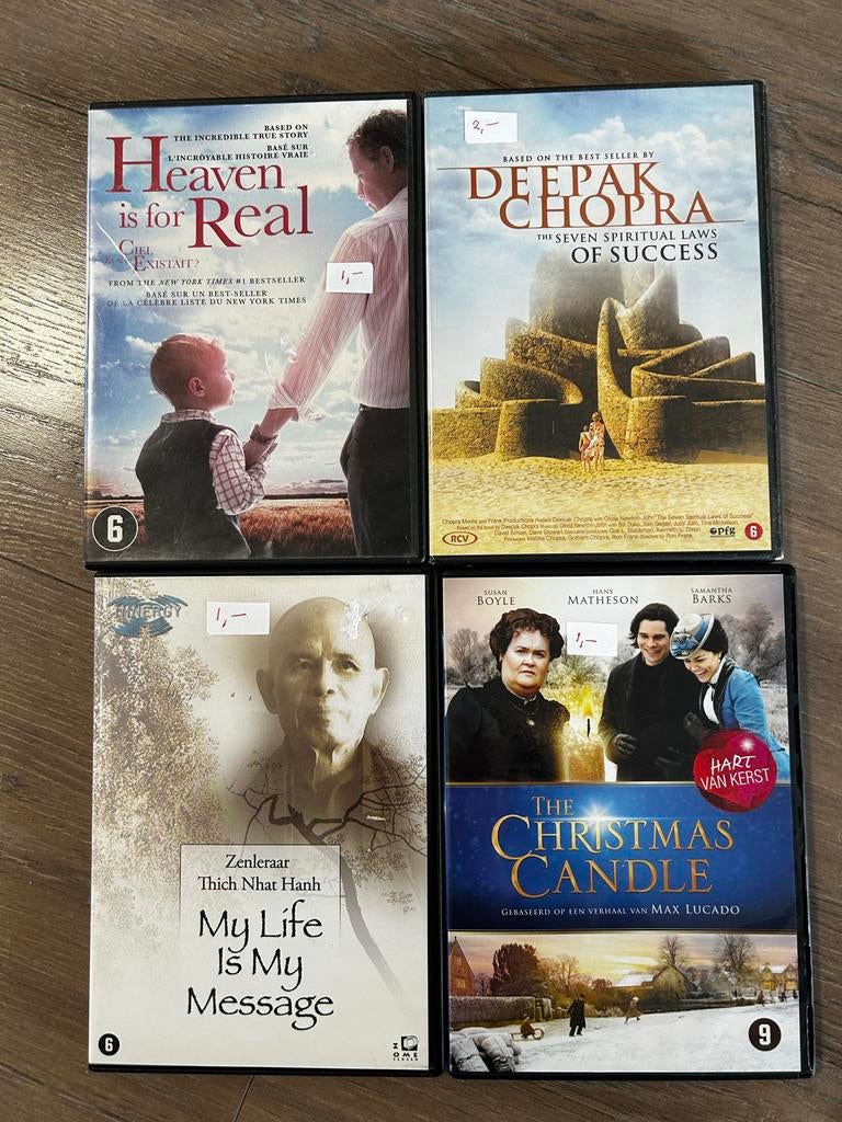 DVD's: Heaven is for Real, Deepak Chopra, Thich Nhat Hanh, T, Cd's en Dvd's, Dvd's | Overige Dvd's, Gebruikt, Vanaf 9 jaar, Ophalen of Verzenden