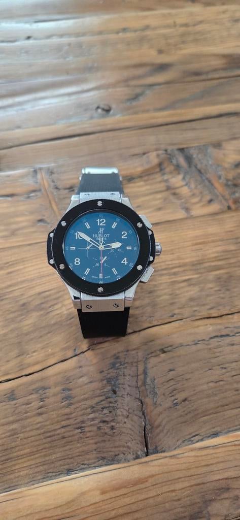 Hublot big bang horloge met zwart bandje, Ophalen of Verzenden, Overige merken
