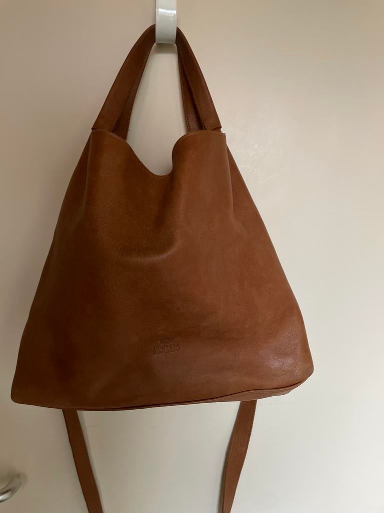 Fred de la Bretoniere Cognac Leren Tas - Zo Goed Als Nieuw, Sieraden, Tassen en Uiterlijk, Tassen | Damestassen, Zo goed als nieuw