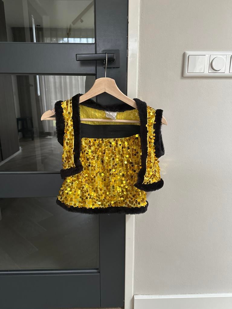 Gouden glitter setje maat 128-140, Ophalen of Verzenden, Zo goed als nieuw, 122 t/m 128, Meisje