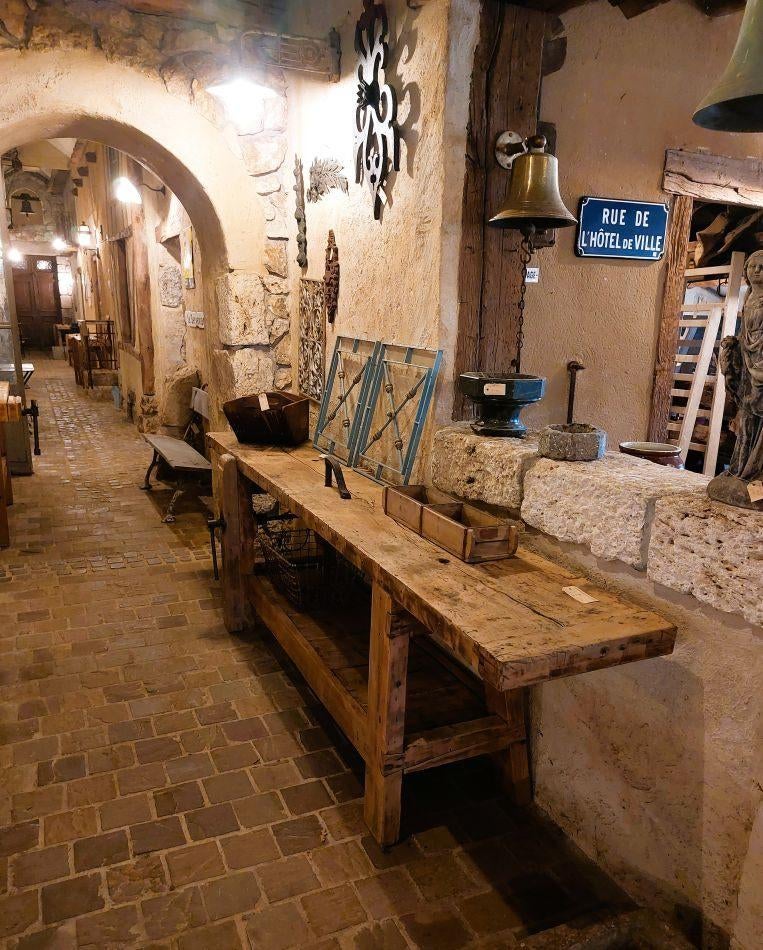 grote robuuste oude werkbank  280 cm lang, Ophalen of Verzenden