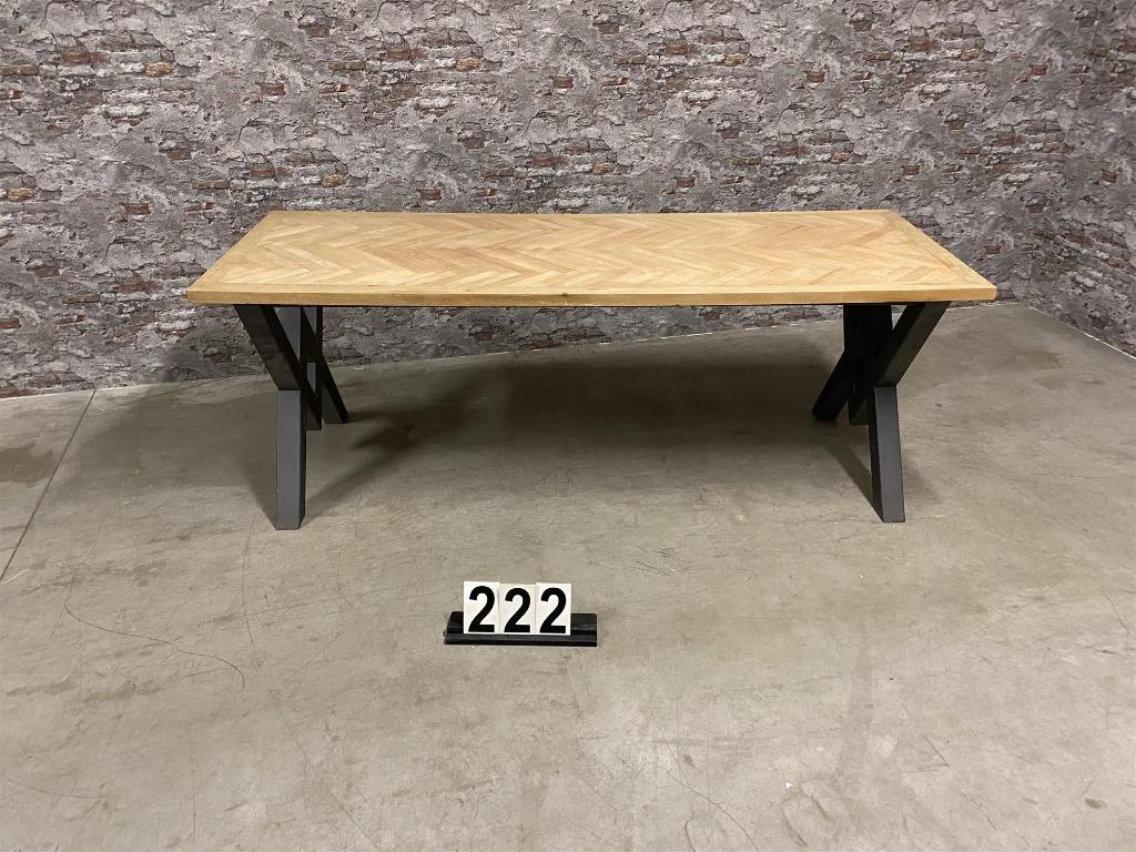 Industriële retro stijl eetkamertafel visgraat nr.222, Info@antiekgroothandel.com, Vijf personen of meer, 7602RG, Eikenhout